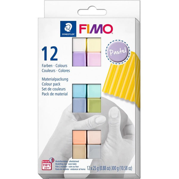 Staedtler Mars FIMO Soft 8023 C Oven-Bake Modelling Clay - Jewelry, Accessories, Decoration, Education, Home, Classroom - Assorted Pastel - Cardboard - 12 / Pack