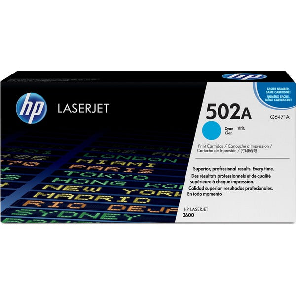 HP 502A (Q6471A) Original Laser Toner Cartridge - Single Pack - Cyan - 1 Each - 4000 Pages