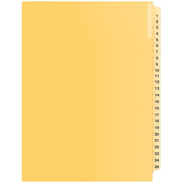 Davis Index Divider - 1/25 - Digit - 1-25 - 8.50" (215.90 mm) Divider Width x 11" (279.40 mm) Divider Length - Buff Divider - 1 Each