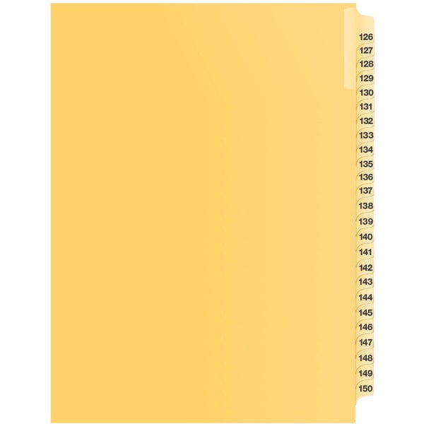 Davis Index Divider - 1/25 - Digit - 126 to 150 - 8.50" Divider Width x 11" Divider Length - Buff Divider - 1 Each