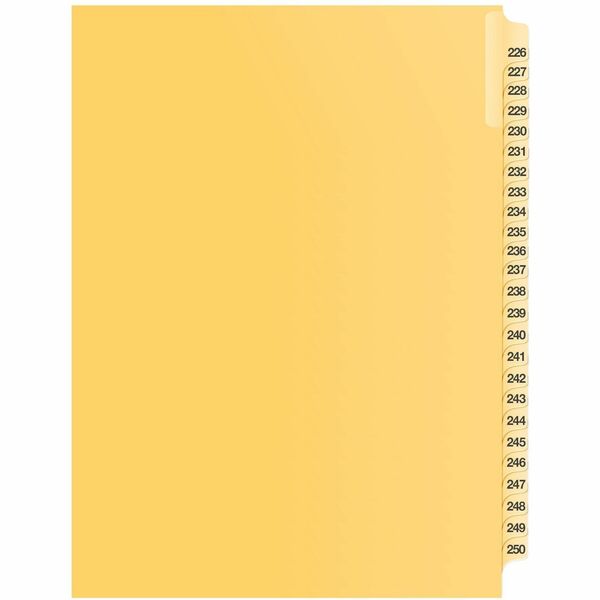 Davis Index Divider - 1/25 - Digit - 226-250 - 8.50" Divider Width x 11" Divider Length - Buff Divider - 1 Each