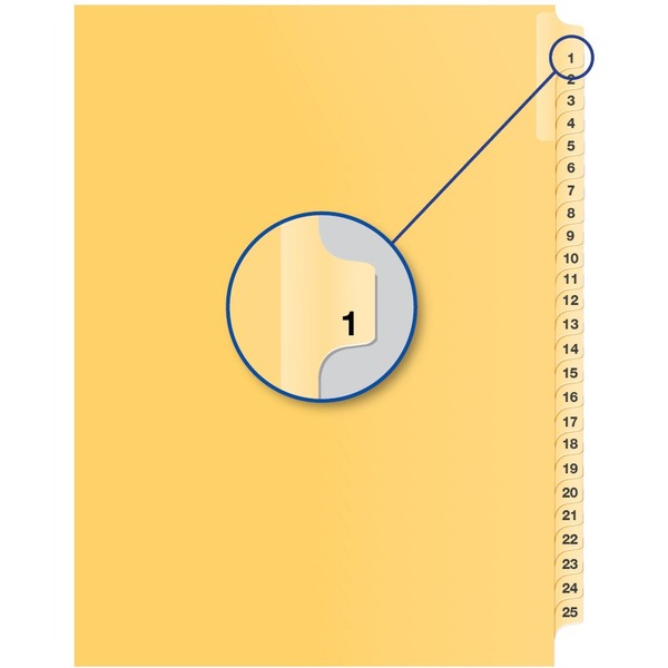 Davis Group Index Divider - 1/25 - Digit - 1 - 8.50" (215.90 mm) Divider Width x 11" (279.40 mm) Divider Length - Buff Divider - 25 / Pack