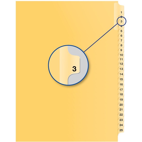 Davis Index Divider - 1/25 - Digit - 3 - 8.50" (215.90 mm) Divider Width x 11" (279.40 mm) Divider Length - Buff Divider - 25 / Pack