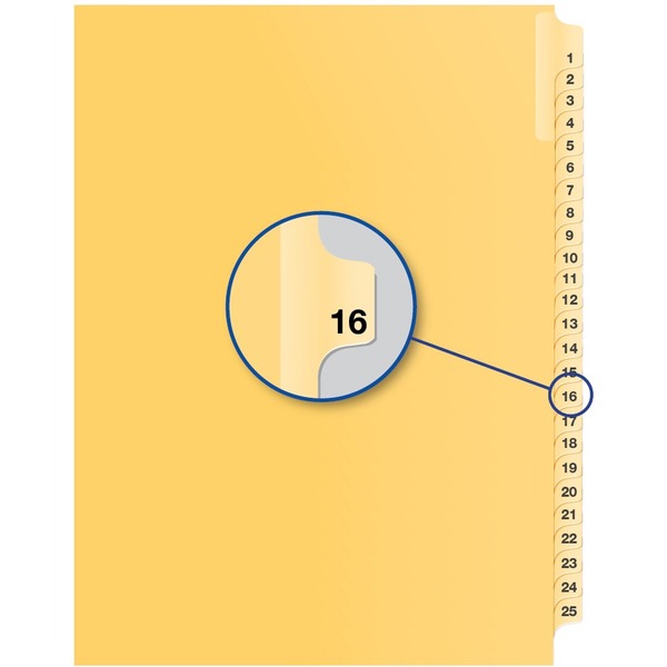 Davis Index Divider - 1/25 - Digit - 16 - 8.50" (215.90 mm) Divider Width x 11" (279.40 mm) Divider Length - Buff Divider - 25 / Pack