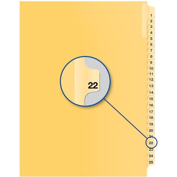 Davis Group Index Divider - 1/25 - Digit - 22 - 8.50" (215.90 mm) Divider Width x 11" (279.40 mm) Divider Length - Buff Divider - 25 / Pack