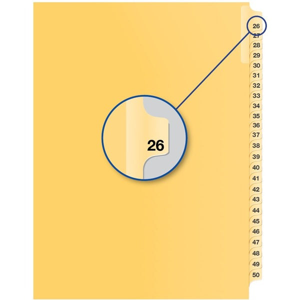 Davis Index Divider - 1/25 - Digit - 26 - 8.50" Divider Width x 11" Divider Length - Buff Divider - 25 / Pack