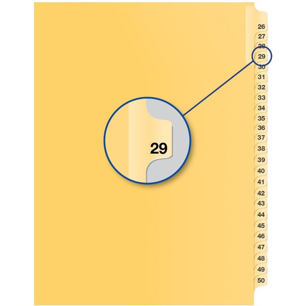 Davis Group Index Divider - 1/25 - Digit - 29 - 8.50" (215.90 mm) Divider Width x 11" (279.40 mm) Divider Length - Buff Divider - 25 / Pack