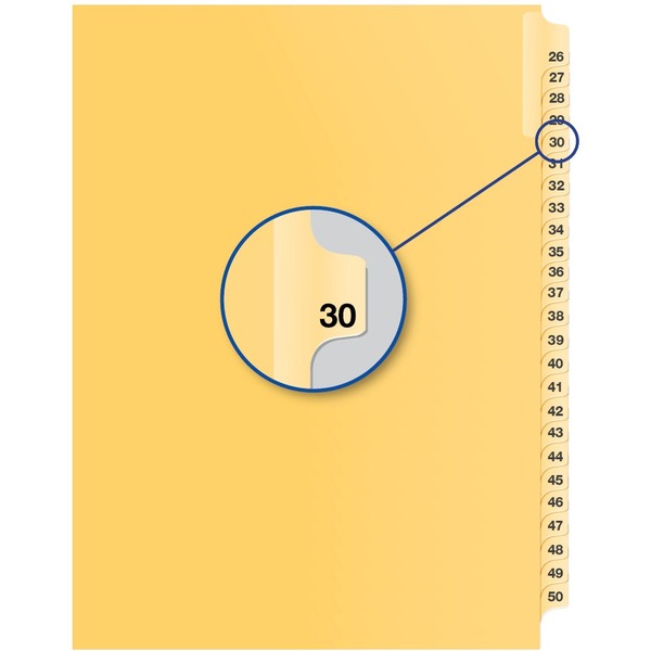 Davis Group Index Divider - 1/25 - Digit - 30 - 8.50" (215.90 mm) Divider Width x 11" (279.40 mm) Divider Length - Buff Divider - 25 / Pack