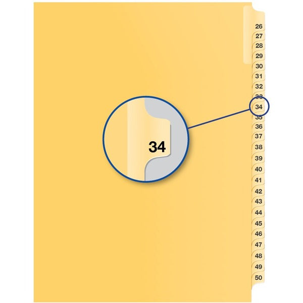 Davis Index Divider - 1/25 - Digit - 34 - 8.50" Divider Width x 11" Divider Length - Buff Divider - 25 / Pack