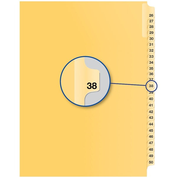 Davis Index Divider - 1/25 - Digit - 38 - 8.50" Divider Width x 11" Divider Length - Buff Divider - 25 / Pack