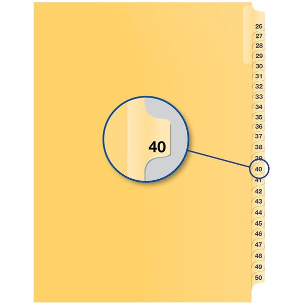 Davis Index Divider - 1/25 - Digit - 40 - 8.50" Divider Width x 11" Divider Length - Buff Divider - 25 / Pack