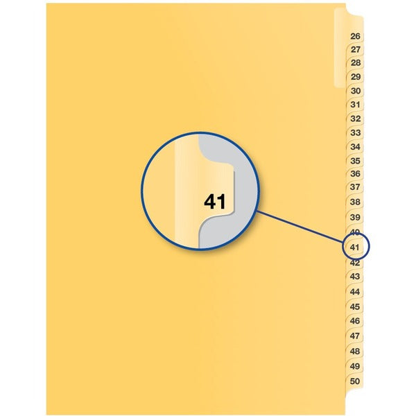 Davis Index Divider - 1/25 - Digit - 41 - 8.50" Divider Width x 11" Divider Length - Buff Divider - 25 / Pack