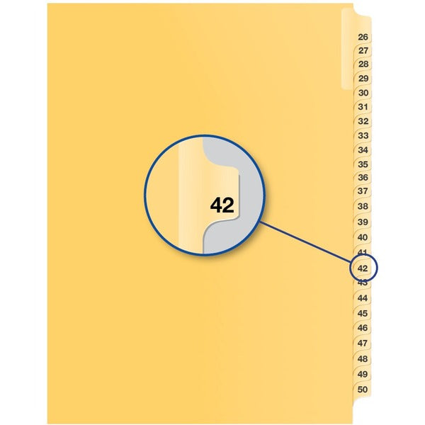 Davis Index Divider - 1/25 - Digit - 42 - 8.50" Divider Width x 11" Divider Length - Buff Divider - 25 / Pack