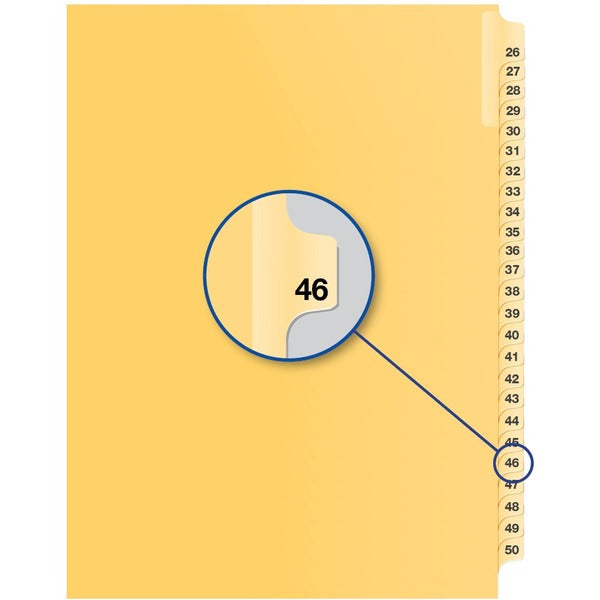 Davis Index Divider - 1/25 - Digit - 46 - 8.50" Divider Width x 11" Divider Length - Buff Divider - 25 / Pack