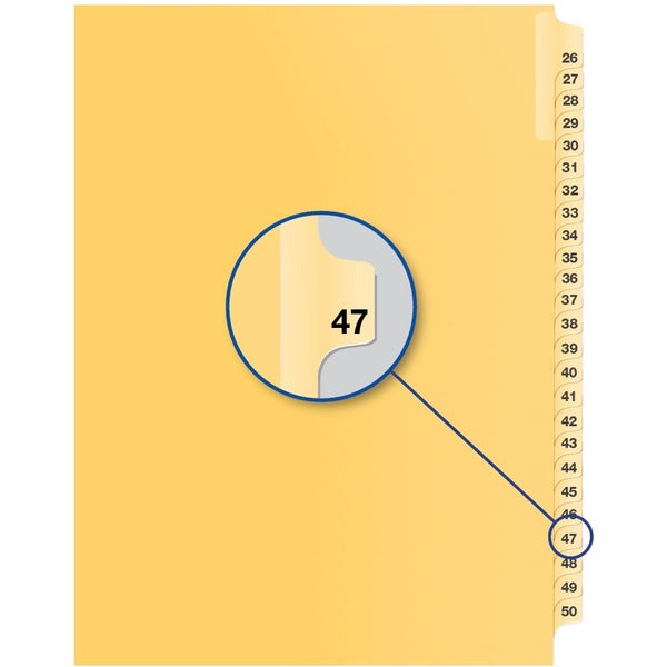 Davis Index Divider - 1/25 - Digit - 47 - 8.50" Divider Width x 11" Divider Length - Buff Divider - 25 / Pack