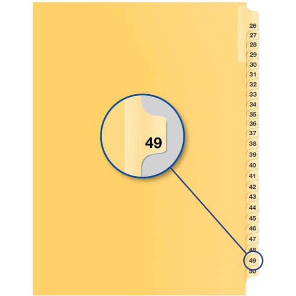 Davis Index Divider - 1/25 - Digit - 49 - 8.50" Divider Width x 11" Divider Length - Buff Divider - 25 / Pack