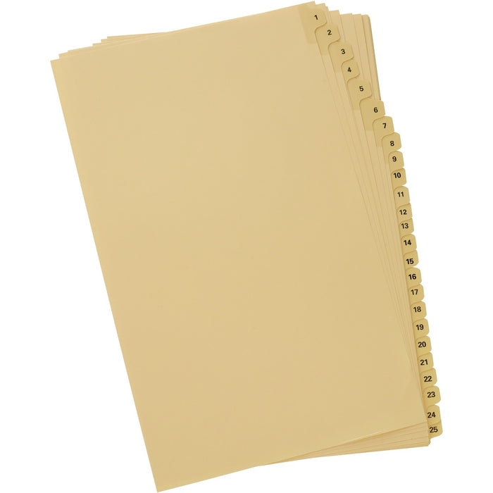 Davis Group Index Divider - 1/25 - Digit - 1 to 25 - 14" (355.60 mm) Divider Width x 8.50" (215.90 mm) Divider Length - Buff Divider - 1 Each
