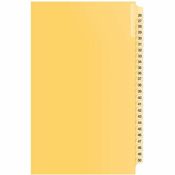 Davis Index Divider - 1/25 - Digit - 26 to 50 - 14" Divider Width x 8.50" Divider Length - Buff Divider - 1 Each