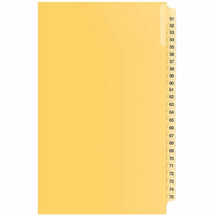 Davis Group Index Divider - 1/25 - Digit - 51 to 75 - 14" (355.60 mm) Divider Width x 8.50" (215.90 mm) Divider Length - Buff Divider - 1 Each