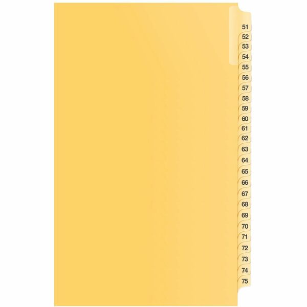 Davis Index Divider - 1/25 - Digit - 51 to 75 - 14" Divider Width x 8.50" Divider Length - Buff Divider - 1 Each