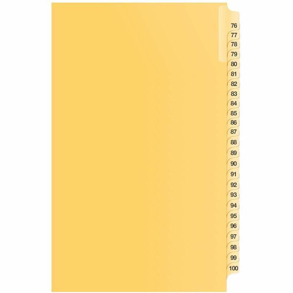 Davis Index Divider - 1/25 - Digit - 76 to 100 - 14" Divider Width x 8.50" Divider Length - Buff Divider - 1 Each