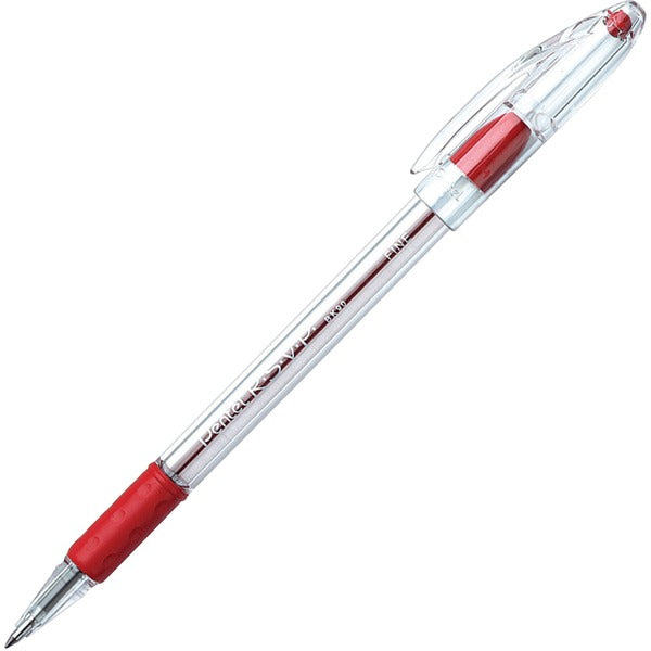 Pentel R.S.V.P. Ballpoint Stick Pens - 0.7 mm (0.03") Fine Pen Point - Refillable - Red Ink - Clear Barrel - 1 Each