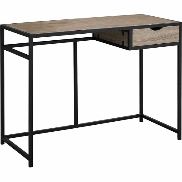 Monarch Specialties Computer Desk - 42"l / Dark Taupe / Black Metal - Laminated Rectangle, Dark Taupe Top - Black Four Leg Base - Contemporary/Modern Style - 1 Drawers - 4 Legs - 70 lb (31.75 kg) Capacity - 42.2" (1071.88 mm) Table Top Length x 20" (508 m
