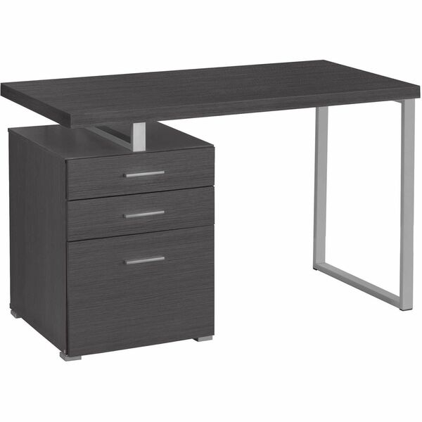 Monarch Specialties Computer Desk - 48"L / Grey Left Or Right Facing - Gray Laminate Rectangle Top - Gray, Silver Base - Contemporary/Modern Style - 3 Drawers - 6 Legs - 90 lb (40.82 kg) Capacity - 47.2" (1198.88 mm) Table Top Length x 23.7" (601.98 mm) T