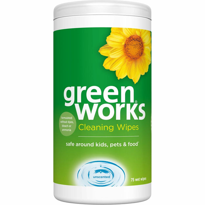 Green Works Cleaning Wipes, Unscented - For Multi Surface - Unscented, Chemical-free, Fume-free, Bleach-free, Durable - 1 Each