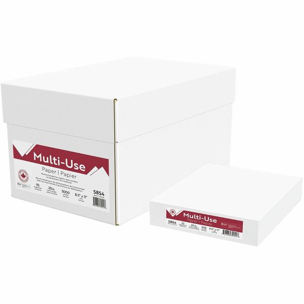 Multi-Use Copy Paper - White - 92 Brightness - Letter - 8 1/2" (215.90 mm) x 11" (279.40 mm) - 20 lb (9071.85 g) Basis Weight - Sustainable Forestry Initiative (SFI) - White - 5000 Sheets - 500 Sheets per Ream - 10 Ream per Case - 5000 Carton