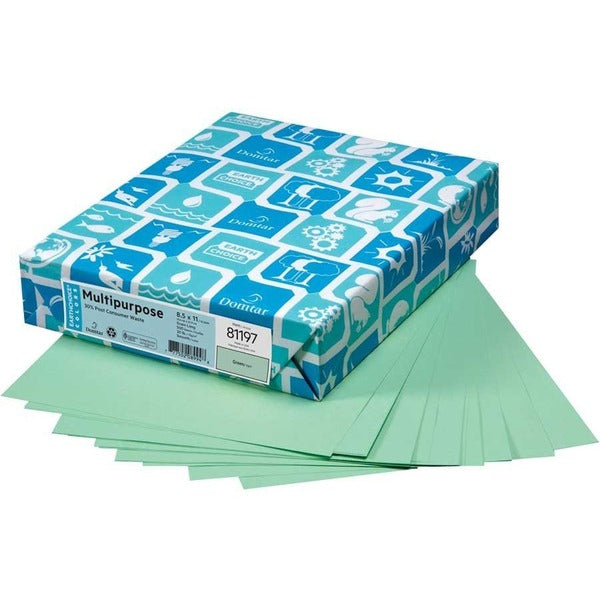 Domtar Colors Multipurpose Paper - Green - 8 1/2" (215.90 mm) x 11" (279.40 mm) - 20 lb (9071.85 g) Basis Weight - Smooth - Acid-free, Moisture Resistant - Green - 500 Sheets per Ream - 500 / Pack