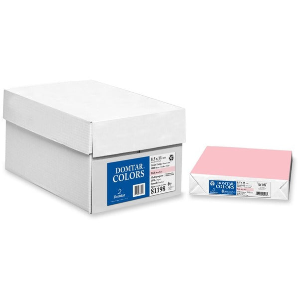 Domtar Colors Multipurpose Paper - Pink - Letter - 8 1/2" (215.90 mm) x 11" (279.40 mm) - 20 lb (9071.85 g) Basis Weight - Smooth - Acid-free - Pink - 500 / Pack