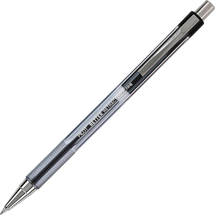 Better Retractable Ballpoint Pen - Fine Black - Refillable - Retractable - Black Ink - Stainless Steel Tip - 12 / Box
