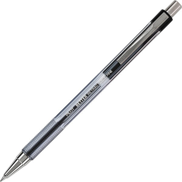 Better Retractable Ballpoint Pen - Fine Black - Fine Pen Point - Refillable - Retractable - Black Ink - Stainless Steel Tip - 12 / Box