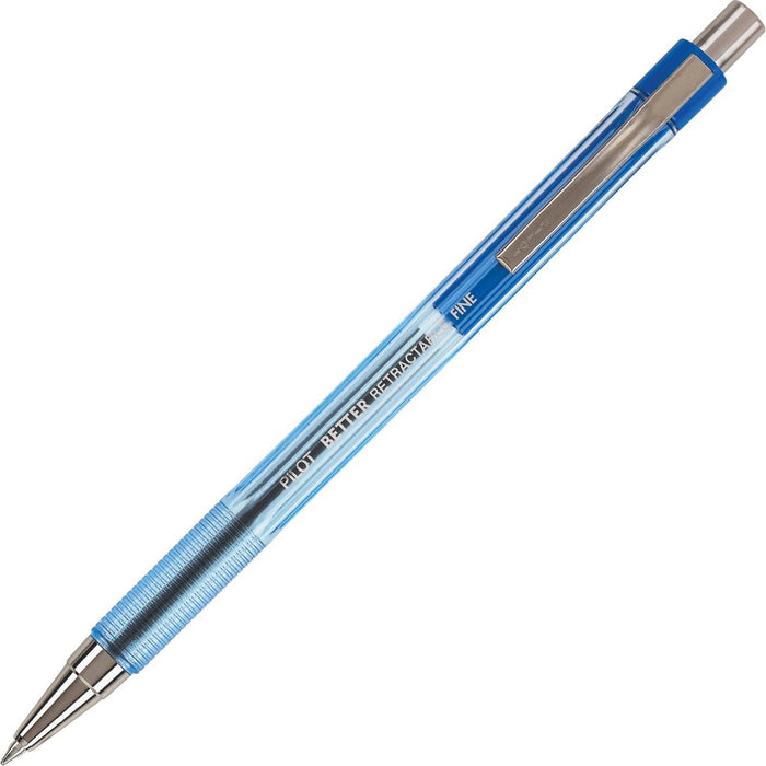 Better Retractable Ballpoint Pen - Fine Blue - Refillable - Retractable - Blue Ink - Stainless Steel Tip - 12 / Box
