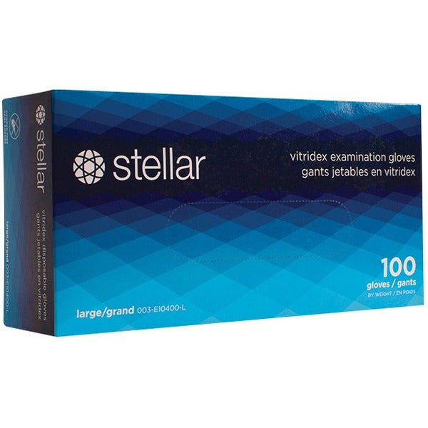 Stellar Examination Gloves - Large Size - Vinyl - Blue - For Examination