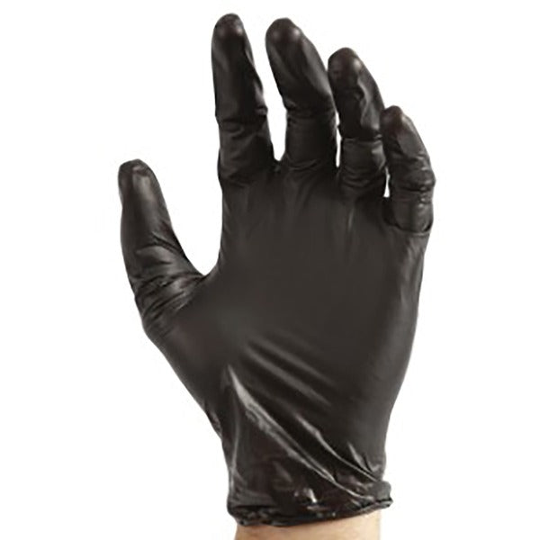 Stellar Vitridex Disposable Gloves - 4 mil (0.10 mm) Thickness x 9.50" (241.30 mm) Glove Length - Medium Size - For Right/Left Hand - Polyvinyl Chloride (PVC), Nitrile - Black - Latex-free, Non-sterile - For Examination, Dental, Veterinary, Laboratory, Fo