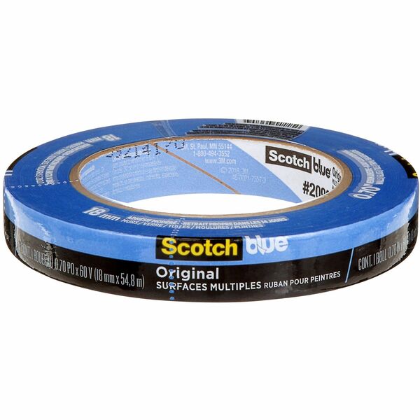 Scotch 2090 Masking Tape - 60 yd (54.9 m) Length x 0.70" (17.8 mm) Width - Blue - Sunlight Resistant, UV Resistant - For Multi Surface, Baseboard, Glass, Paint, Paint Masking, Painting, Tile, Trim, Wall, Indoor, Masking - 1 Each