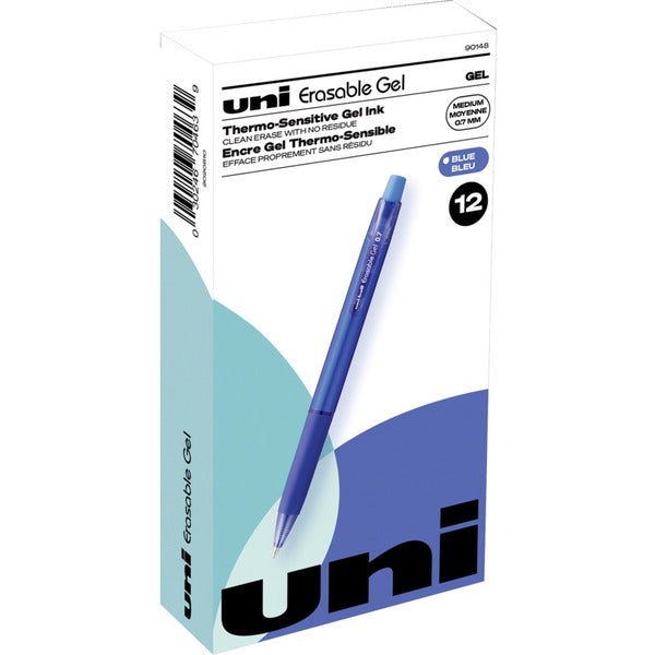uniball™ Erasable Gel Retractable Pens - 17.780000 mm (0.70") Medium Pen Point - Retractable - Erasable - Blue Ink - Thermosensitive Gel Ink, Water Based, Gel-based - Metallic Barrel - 1 / Each