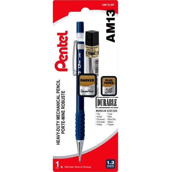Pentel Sharp HD Mechanical Pencil - 1.3 mm (0.05") Blue Lead - Bold Point - Refillable - Dark Blue Barrel - 1 Each