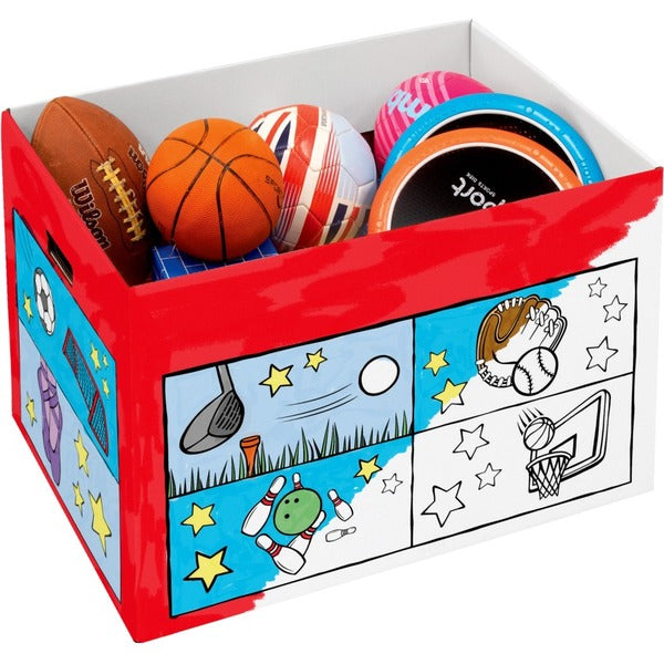 Bankers Box At Play Sports Toy Box - External Dimensions: 18" (457.20 mm) Width x 18" (457.20 mm) Depth x 28" (711.20 mm) Height - Single/Double Bottom Wall - For Stuffed Animal Toy, Book, Blanket, Pillow, Clothes, Toy - 1 Each