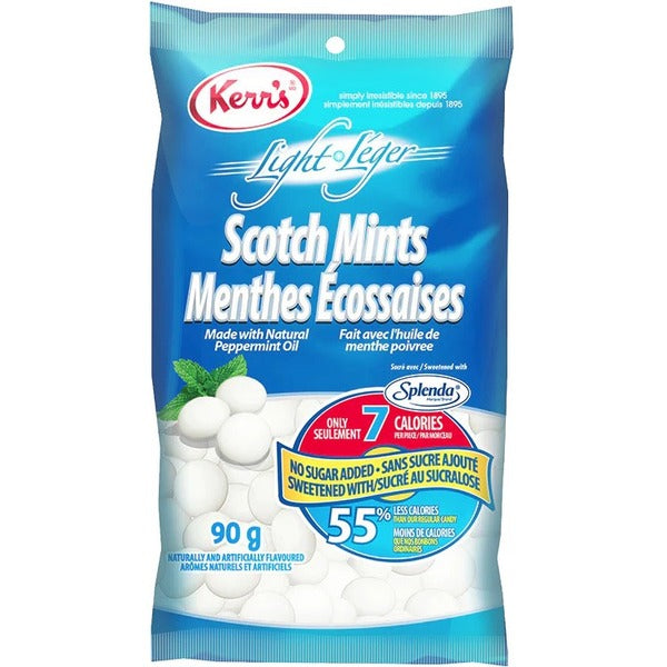 Kerr's No Sugar Added Scotch Mints 90g - Peppermint - Low Calorie, Gluten-free, Nut-free, Peanut-free, No High Fructose Corn Syrup - 3.17 oz (90 g)