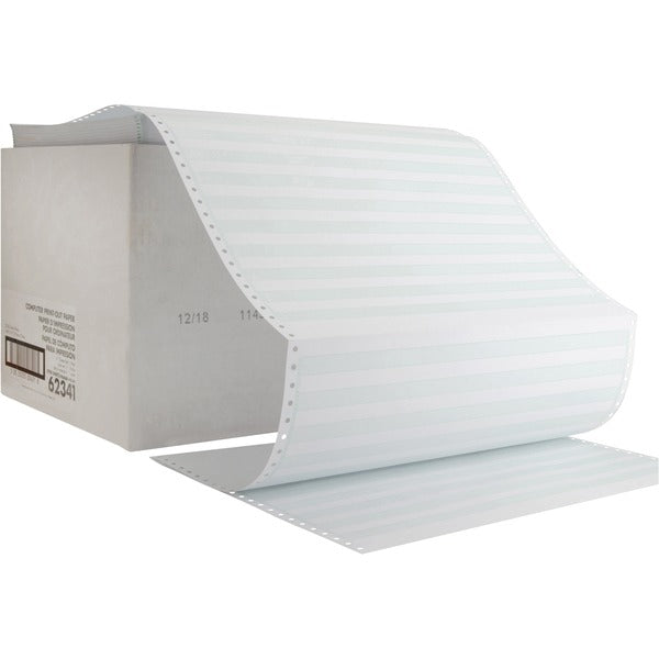 Spicers Continuous Forms White - w/ 1/2"Green Bar