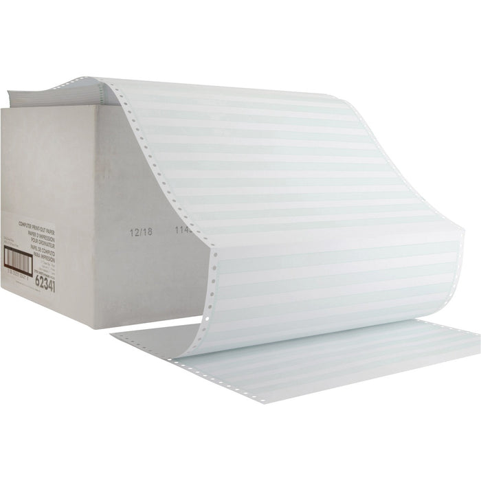Spicers Continuous Forms White - w/ 1/2"Green Bar