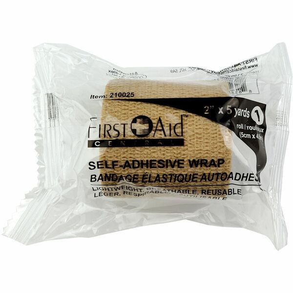 First Aid Central Self-Adhering Wrap Bandages 2" x 15" - 2" (50.80 mm) Width x 15 ft (4572 mm) Length - Tan - 1 Each