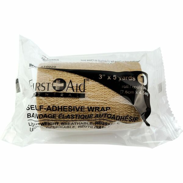 First Aid Central Self-Adhering Wrap Bandages - - 3" (76.20 mm) Width x 15 ft (4572 mm) Length - Tan - 1 Each