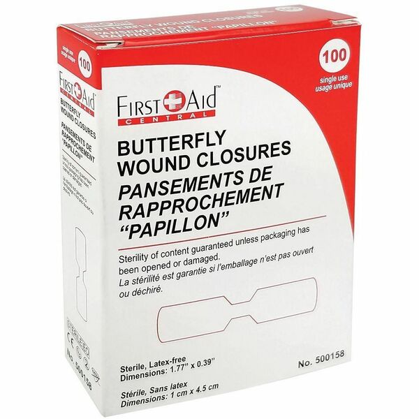 First Aid Central Butterfly Wound Closures Medium - 100 / Pack