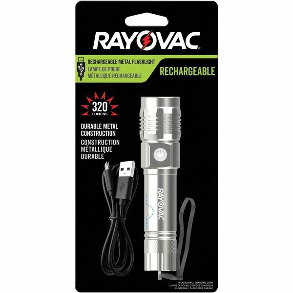 Rayovac LED Metal Rechargeable Flashlight - LED - 1 x 18650 - Lithium (Li) - Battery Rechargeable - Battery - Metal - 1 Each