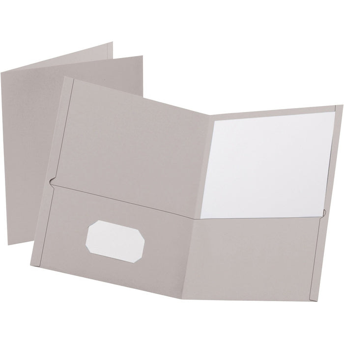 Oxford Letter Pocket Folder - 8 1/2" (215.90 mm) x 11" (279.40 mm) - 150 Sheets Capacity - 2 Internal Pocket(s) - Cardboard - Gray - 25 / Pack