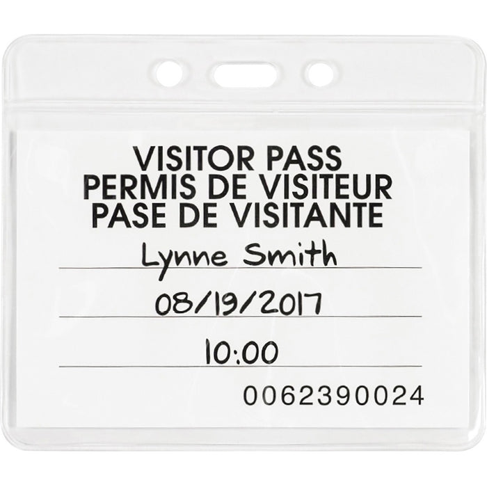 Merangue Badge Holder - Horizontal - Vinyl - Lanyard Hole, Belt Clip, Durable - 25 / Pack